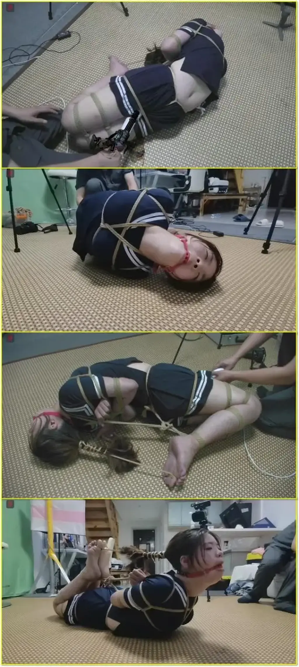 紧，就一个字！心怡试镜之地狱之绳下集：花季少女，极限勒发驷马，强震，无声的哀嚎、无助的挣扎、凝固的捆绑之痛！ Xinyi’s hell-rope audition features a petite woman in extreme hair-pulling hogtie bondage, forced vibration, silent cries, helpless struggling and the pain of tight restraint. The “young girl” wording is role-play language with no underage marker.