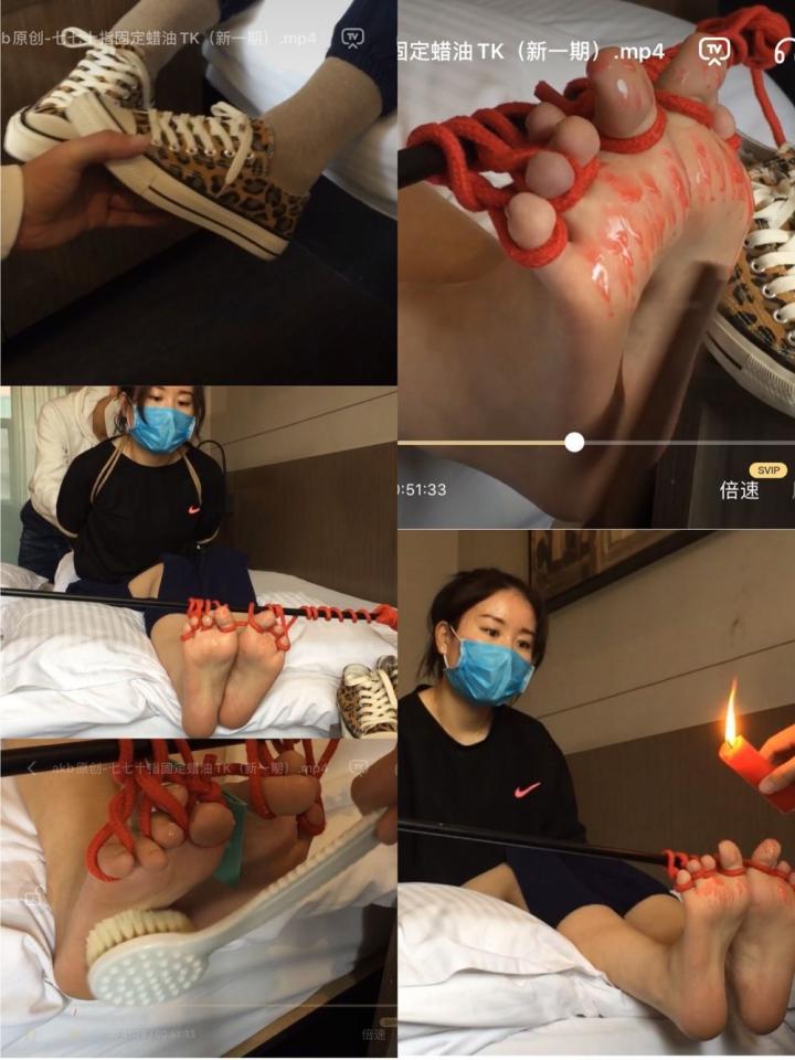 [akb原创] Qiqi: Toe Restraint and Wax Tickling Qiqi’s ten toes are fixed while her upper body is restrained; the session includes wax drips, foot spanking and tickling.