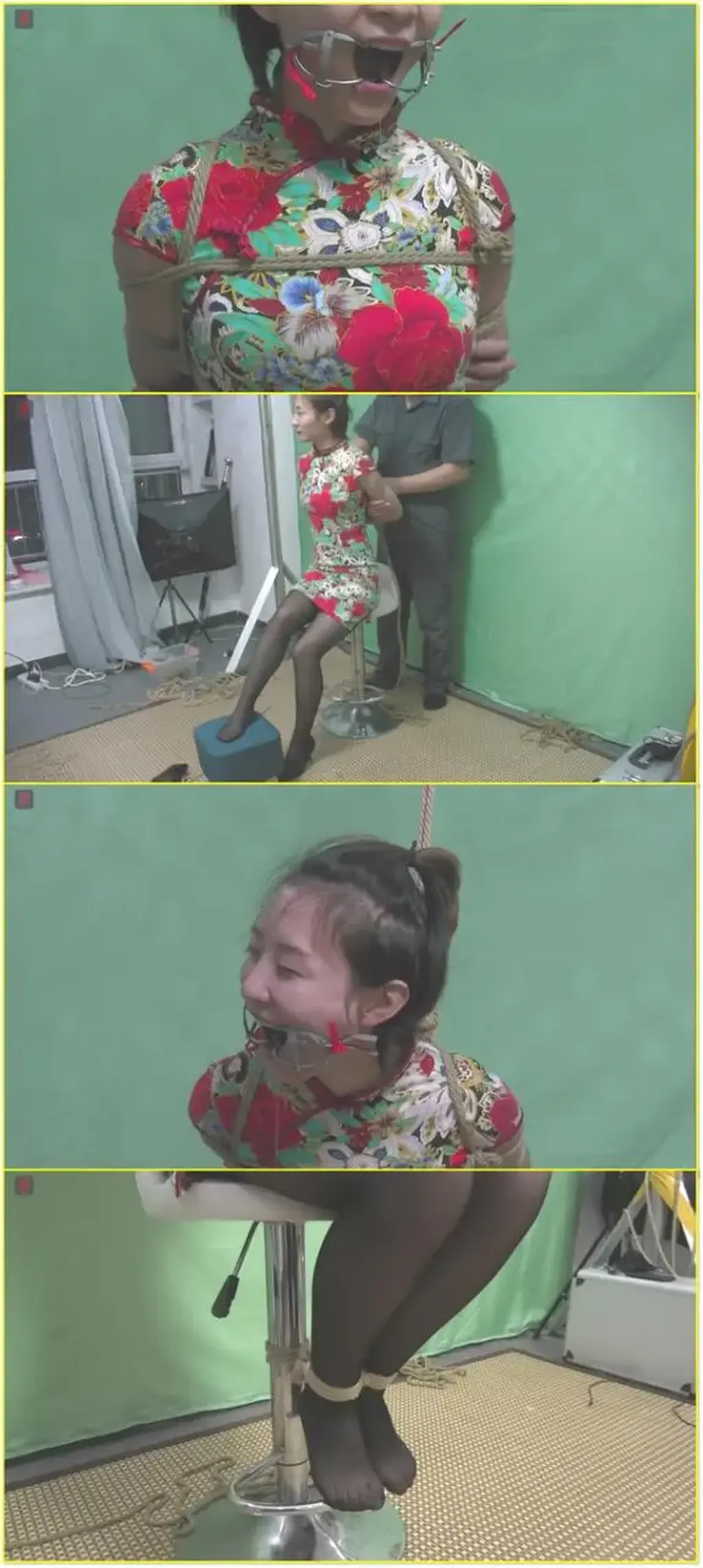 “口水”的性感和味道，黑丝轻熟女，惠子绳艺初体验第二集：黑丝美腿、后高手，坐缚半吊，TK挑逗，开口器试用，本人历次拍摄中最怕痒、口水最多的“绳模”初露端倪.......  
