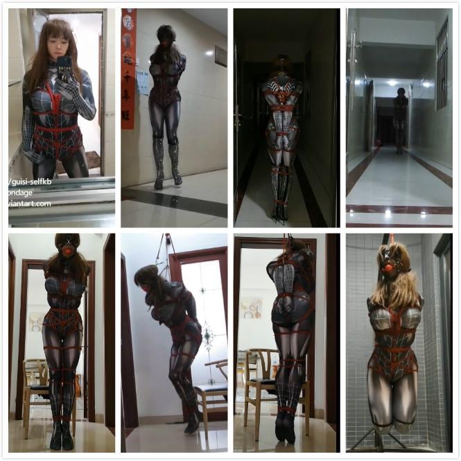 ♥♥♥CD伪娘小诡的自缚63 黑化女蜘蛛侠来了♥♥♥ 小诡表示这种奶油丝的紧身衣绝对不适合玩自吊<br>实在太滑了 很容易把绳套滑到自己柔韧不能及的位置<br>各位引以为戒<br>就这样吧~<br>解压密码：GUISI1024