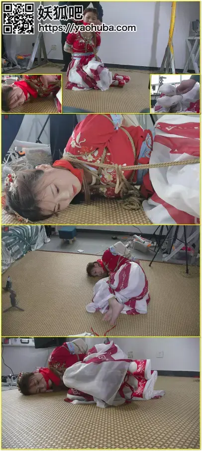小九妹古装绳韵第二部：惊艳古装、白袜，五花坐缚+变种驷马、勒嘴，捆绑亵玩古装小美妞  