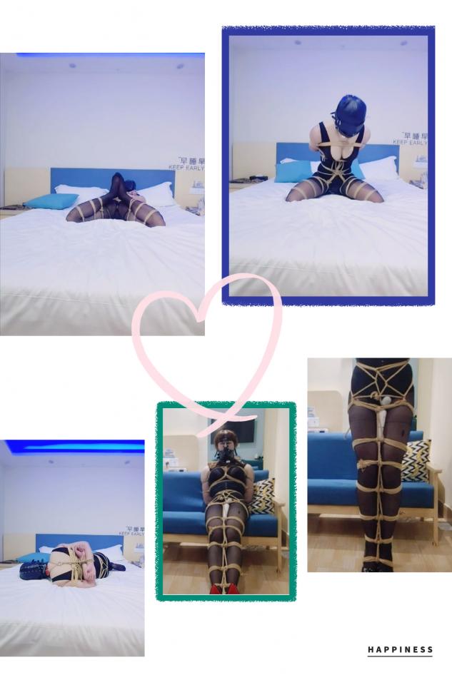 筱筱的性感黑丝自缚玩耍 这次体验了下15cm棒棒加训练器的感觉。那滋味......根本抵抗不住，可惜就是角度没找好，没录到棒棒。另外这次不知道为什么，怎么拍怎么不满意，就导致了一个晚上，我都在自缚，拍摄，脱缚，查看，不满意，重新自缚拍摄。八点在酒店一直弄到了早上六点才勉强拍出几段可以看的视频....... 不得不说一个人真的好难......有没有同好一起玩啊~（小声BB） 这次拍的有驷马，折腿驷马，蛇缚几个方法自缚的挣扎。当然训练器和菊穴玩具必不可少了~ 话说回来，剪辑自己视频起反应了什么鬼。。。。。压缩密码1823  后缀名改成MP4<span style='color:#b0b0b0;'>[隐藏文字，购买后可见]</span>