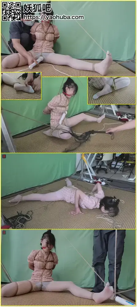 新生小北超薄白丝、格子小旗袍，少女的绳虐第二集：羞耻的双腿大张捆绑固定，坐缚，勒头发悬吊固定、TK、鞭打，“精准打击”的强制体外震动游戏  