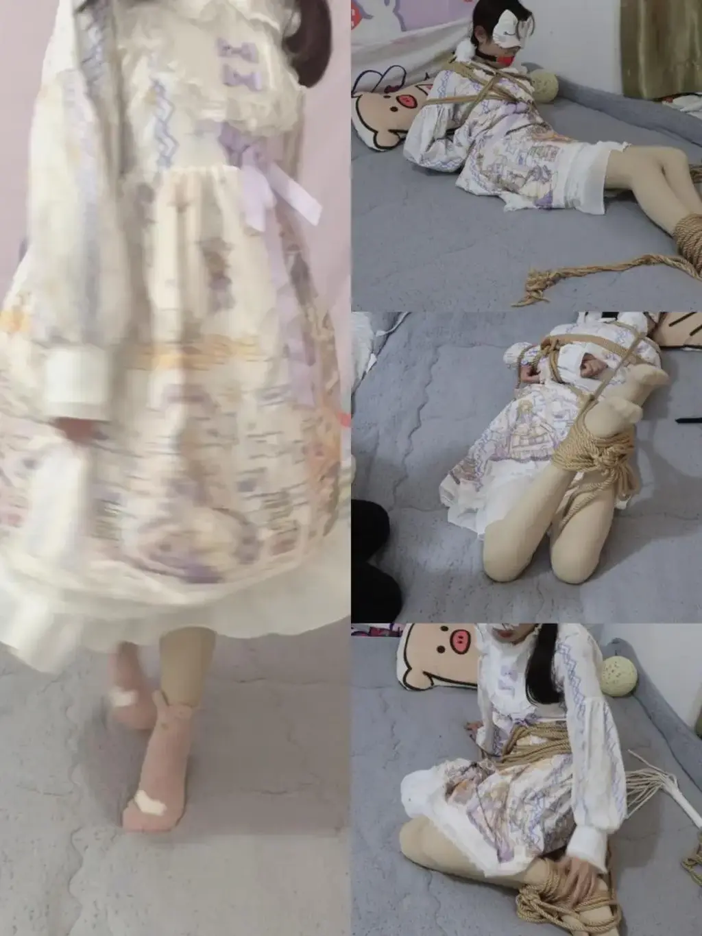 【荷仙少女】正片 菲然妹妹的脱缚挑战 在黑暗中挣脱绳索 菲然篇（尺度很小）简单脱缚 无td等 洛羽姐姐绑菲妹儿，几种常见绑法，驷马绑，肉色打底袜，要求在一定时间内脱缚，不然就要挨洛羽姐姐鞭子，解压码HXSN<br>可是菲然妹妹力气小呀，而且蒙着眼也看不见东西，只能苦苦挣扎，菲妹儿后来说自己说还是带上口球吧，这样更有些感觉~<br>但是仙女就是仙女，只要肯努力，万事皆成空！！<br>总会有办法的啦！大家来看一看到底能不能挣脱呢？！（下一部？？？的脱缚挑战）<br>qq2629810035（接有声小说单~紫诺配音百分百好评）<br>此外众筹（麻衣学姐 给我跪下）https://www.yaohuba.com/user_script_detail.php?article_id=839&user_script_id=471 <br>有兴趣的可以看一下啦 <br>感谢支持荷仙~