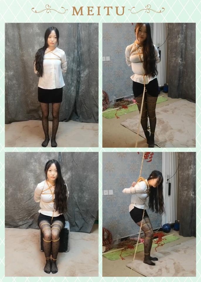 萌妹彩彩 白衬衣 五花体验 股绳拉扯 束缘阁 彩彩 五花大绑的 体验  定拍QQ 63111044