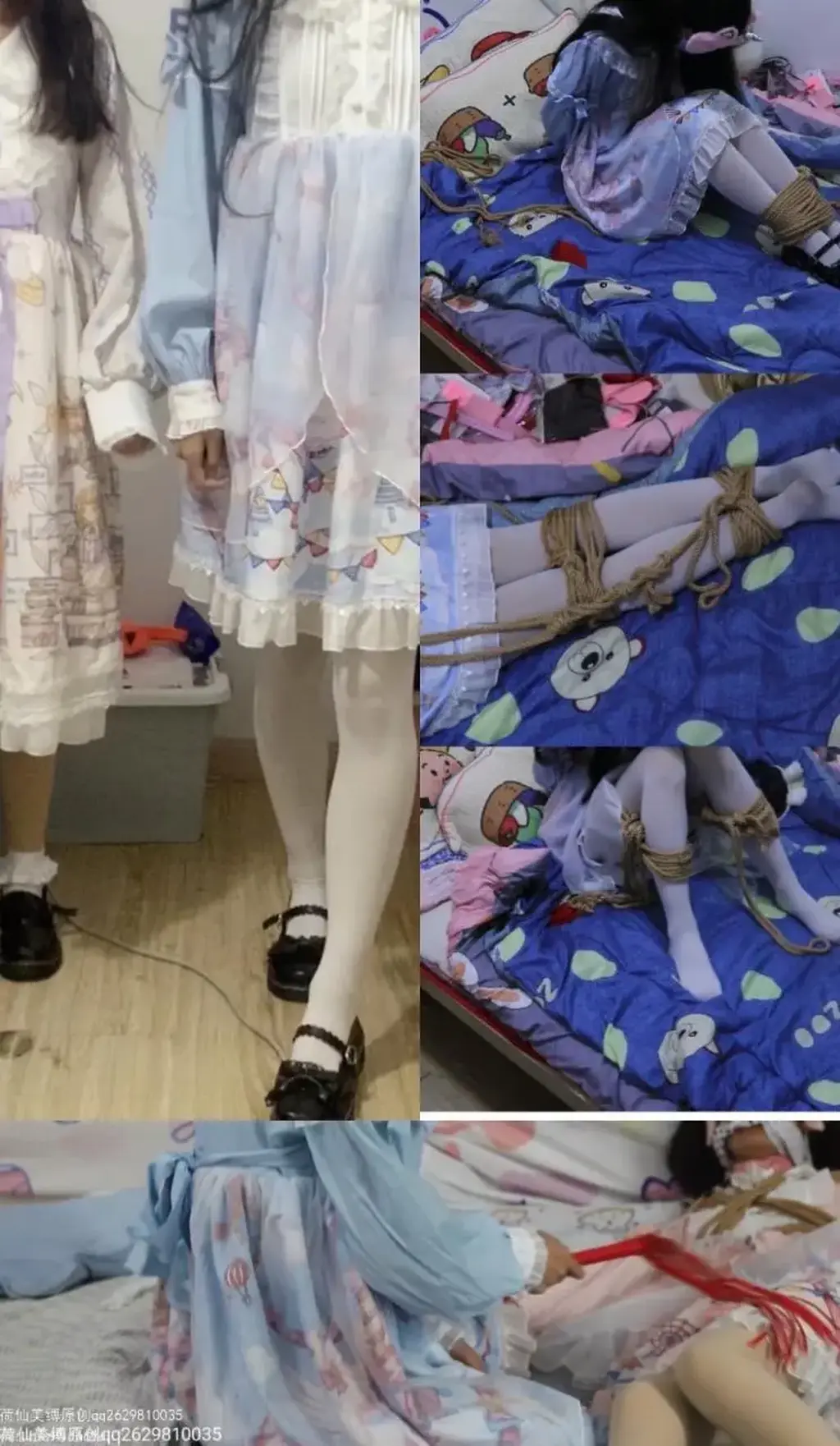 【荷仙少女洛羽 菲然】洛羽的脱缚挑战 来自菲然妹妹的报复！ 捆绑挣脱，菲妹自己第一次绑的姐姐，哼哼你当时把我踩在脚下拿鞭子抽我的时候有没有想过有这时候！<br>本小姐也不是吃素的，大长腿了不起啊<br>我要把你绑我的都还回来！看你以后还敢不敢欺负我了！<br>洛羽初绑，应了当时很多看官伙伴的要求出了<br>但是菲妹的绑技还需加强哦<br>qq2629810035  定拍可加 解压码永远是HXSN