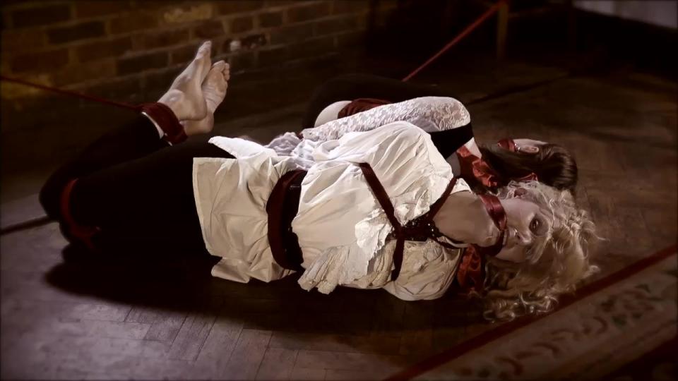 Pirate Booty [720p Version] <span style='color:#b0b0b0;'>[隐藏文字，购买后可见]</span><br><br>Description:<br><br>Salty maidens Ariel Anderssen and Pandora Blake have been captured by an inn keeper who believes they’re pirates. They’re rope-bound, back-to-back, seated on the floor, dressed in period-style frocks. Despite the women’s frantic denials mumbled through their cleave gags, the inn keeper is off to fetch the law. And, just to make sure they can’t escape, he removes their black boots and binds their ankles. You’ve got to love the way this man thinks! The two lusty ladies are left struggling with their sweet, sexy feet on display. There is much gag talk, stretching, contorting and toe pointing as Ariel and Pandora battle their bonds, eventually falling over on their sides. That’s how the innkeeper finds them when he returns. He then bares Ariel’s breast and cruelly twists her nipple. Looks like he’ll have his way with his two helpless captives till the authorities show up.