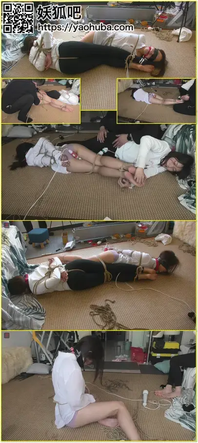 敬业的女销售小凡、勤劳的小学妹瑾瑜双人绳戏第二集：头脚双人连缚，互闻互挠臭脚丫，股绳固定棒，TK蹂躏、强高 Head-to-foot two-person bondage, smelling and tickling each other's smelly feet, crotch-rope fixed rod, tickling torture, and forced play.