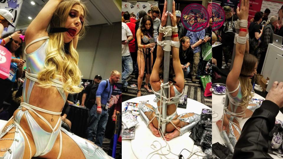Naomi Swann- Public Bondage     ShinyBound Productions Gorgeous Naomi Swann tied up in public at the AVN convention!<br><span style='color:#b0b0b0;'>[隐藏文字，购买后可见]</span>