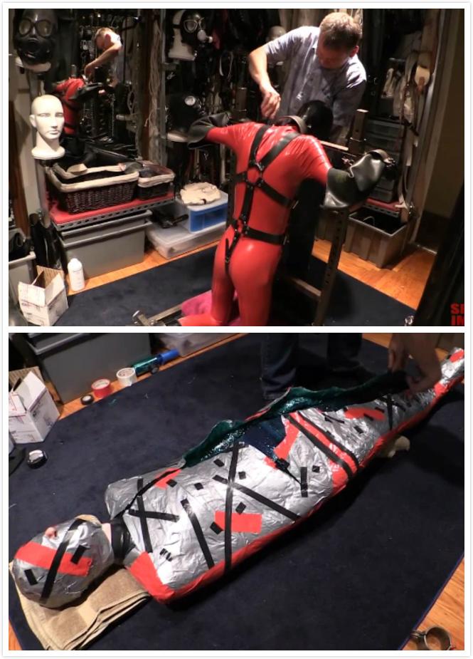TOYS FOR ED 木乃伊是那个通常先和来访者说话的人。我们喜欢与新朋友见面和拍照，但最近我们正致力于邀请那些在某些方面与众不同、拥有自己装备的游客。这种方法扩展了我们在这个网站上展示的照片和视频的广度。<br><br><br><br>在这段视频中，木乃伊和我们的访客马克·邓克尔（Marc Dunkel）在FetLife上测试了一组新的重金属束缚股票。我们从宾夕法尼亚州的一个家伙那里买了这些股票，然后把它们一路运到美国的旧金山。这些股票非常棒。木乃伊把马克关在仓库里作为测试，在我们确信他逃不掉之后，我们放了他，木乃伊继续把他关在他标志性的全身木乃伊里。<br><br><br><br>一切都说完了，我们的客人准备离开了，他送给我们一张他那古怪视频的CD作为礼物。该视频作为第二个名为“追逐”的视频包含在本次更新中。马克是个真正的橡胶家。看看他的网站MarcDunkel.com有更多的免费视频。他可以在FetLife上以Ycè（这是Yc下划线）的名字联系。特别感谢埃德和马克的精彩表演。MummyEd is the guy who usually talks to our visitors first. We enjoy meeting and photographing new people, but recently we are focusing on inviting visitors who are unique in some way and have their own gear. This approach expands the breadth of photos and videos we present on this website.<br><br>In this video MummyEd and our visitor Marc Dunkel or 'Yc_' (that's Yc underscore) on FetLife test a new set of heavy metal bondage stocks. We purchased these stocks from a guy in Pennsylvania and hauled them all the way across the US to San Francisco. These stocks are totally great. MummyEd secures Marc in the stocks as a test, and after we were satisfied that he couldn't escape we released him and MummyEd proceeded to cocoon him in his signature full-body mummification.<br><br>After all was said and done and our visitor was ready to leave, he gave us a CD of one of his kinky videos as a gift. That video is included in this update as a second video titled 'The Chase'. Marc is a real rubberist. Check out his website MarcDunkel.com which has more free videos. He can be contacted on FetLife under the name Yc_ (that's Yc underscore). A special thanks to both Ed and Marc for this great scene.<span style='color:#b0b0b0;'>[隐藏文字，购买后可见]</span>