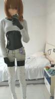 Kigurumi Yasuhara Nozomi in very high knee boots Yasuhara Nozomi in latex catsuit and very high knee boots posing near the mirror