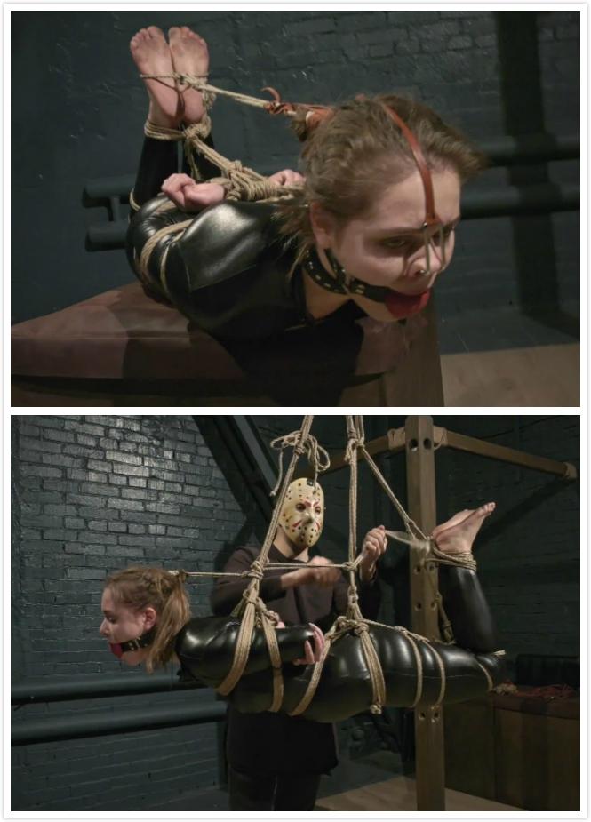 Barefoot Leya in catsuit - Tight bondage with many ropes, suspension and hogtie (FULL HD MP4) 莱娅跪在房间中间。她的手被绑在背后。她低着头顺从地看着我。今天有许多新的束缚感等待着莱娅。<br><br><br><br>我要做我一直想做的事，就是用黄麻绳把这个宝贝绑紧，让她飞到离地面几米的地方。<br><br><br><br>我把她的手绑在领带上，把一个大的球塞到她的嘴里，用鞭子拍打她的屁股一会儿。然后我把她放在一个悬挂的领结里，用绞盘把她吊起来。莱娅完全被束缚住了，她的口水从她塞住的嘴里滴落下来。<br><br><br><br>过了一段时间，我把她放在一个立方体上，然后把她放进一个普通的盒式领带里。我还加了一个鼻子钩，让她一个人呆着。<br><br>这是莱娅第一次体验如此深的束缚感，她很喜欢。好好享受！Leya is on her knees in the middle of the room. Her hands tied behind her back. She obediently looks at me from under her lowered head. Many new bondage sensations await Leya today.<br><br>I'm going to do what I wanted for so long, namely to tie this babe tightly with jute ropes and send her to fly a few meters above the floor.<br><br>I tie her hands into a box-tie, insert a large ballgag into her mouth, slap her butt with a flogger for a while. Then I put her in a suspended hogtie, lifting her up with a winch. Leya flies totally bound and her saliva beautifully drips from her gagged mouth.<br><br>After some time, I lower her on a cube and put her into a regular box-tie hogtie. I also add a nose hook and leave her alone.<br>This is Leya's first experience of such deep bondage immersion and she loved it. Enjoy!<span style='color:#b0b0b0;'>[隐藏文字，购买后可见]</span>