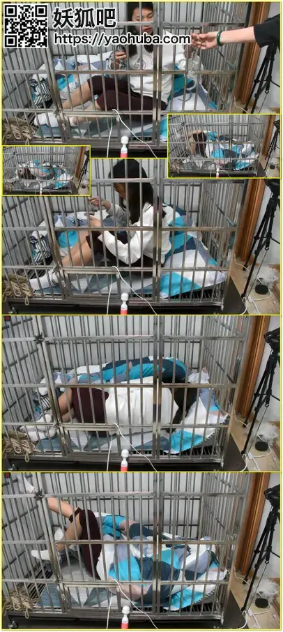 瑾瑜的清明假期，第五集，10小时纪录片，铁笼囚禁第一夜，上半夜-捆绑+固定棒+大号口球，下半夜自己脱缚+自己带上镣铐、睡觉（原片系瑾瑜在笼中过夜的纪实拍摄，上下部总时长接近10小时，因网站规则所限，本  