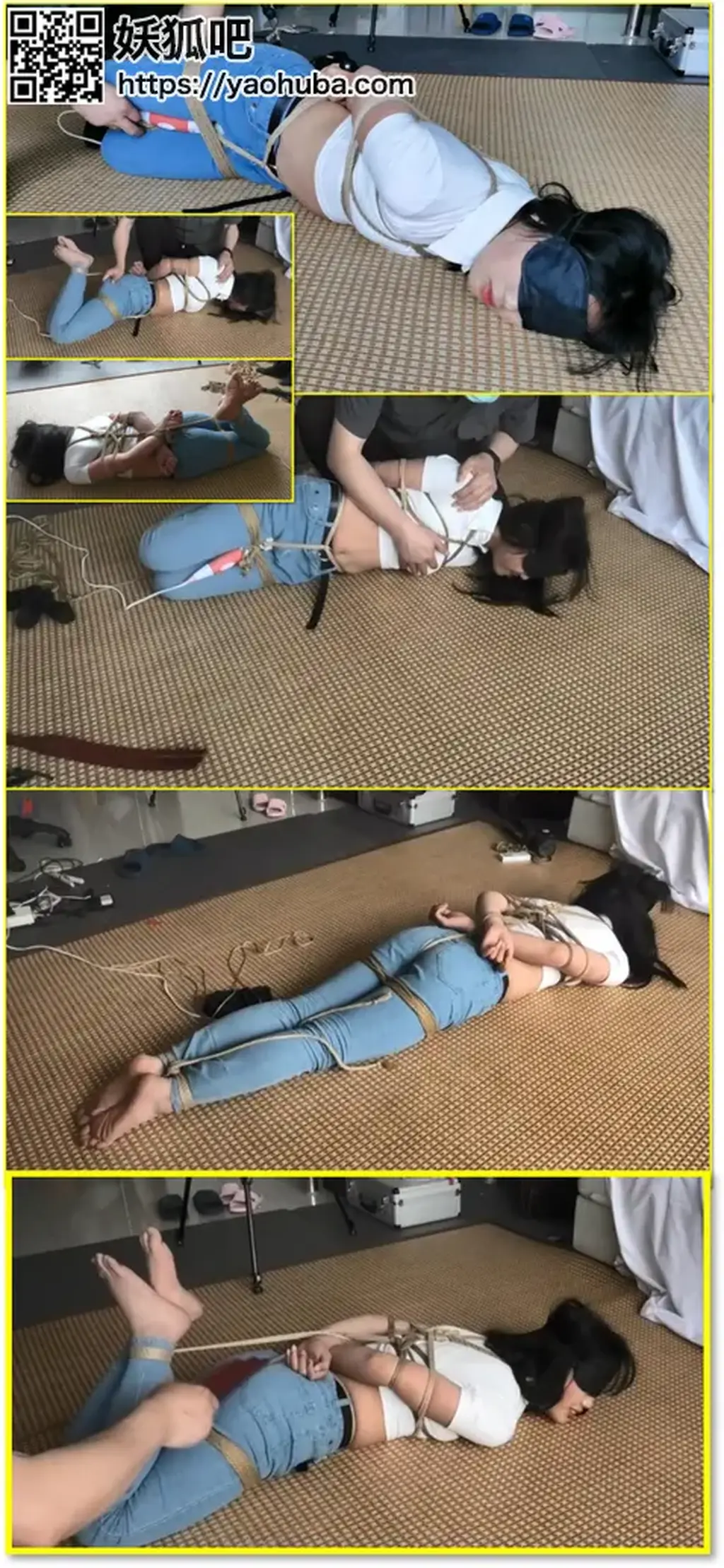 娃娃牛仔裤调教第三集，TK虐足、SP，驷马强高。中场休息，简单驷马打个盹，驷马捆绑固定棒的状态下，这丫头还真的睡着了  
