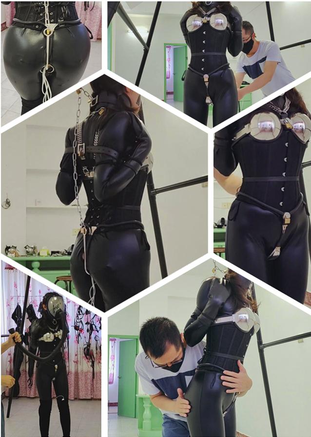 吊架下贞操锁全套禁锢调教 吊架下贞操锁全套禁锢后锁铁链圈养，内置两个跳D，肛勾 限制脖套项圈 头套 呼吸面罩，最大档电机片调教，紧身开档连体皮衣，束腰带，性感长筒靴，-----浅浅原创(出原味内裤丝袜)qq:773756723 微信: qian773756723  解压密码：3645