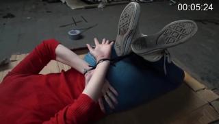Amber in Attic Zipties Amber is dressed in her red turtleneck sweater, tight jeans and barefeet. Oh and loads of ducttape. Tape gagged, wrists, elbows, and then frogtied with tape. Lots of struggling comes from this redhead.<br><br><br>You can buy it on https://www.manyvids.com