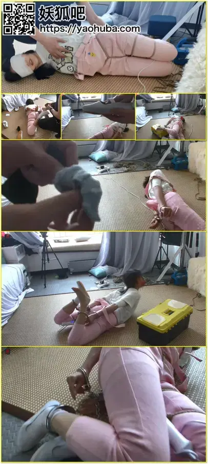 瑾瑜，粉红小妹，背带裤镣铐游戏第三集，坏坏的主人、嫩嫩的小妹，镣铐驷马自救游戏，蒙眼找钥匙，难度再升级 ——原味棉袜堵嘴、固定棒强震、钥匙放在工具箱上  