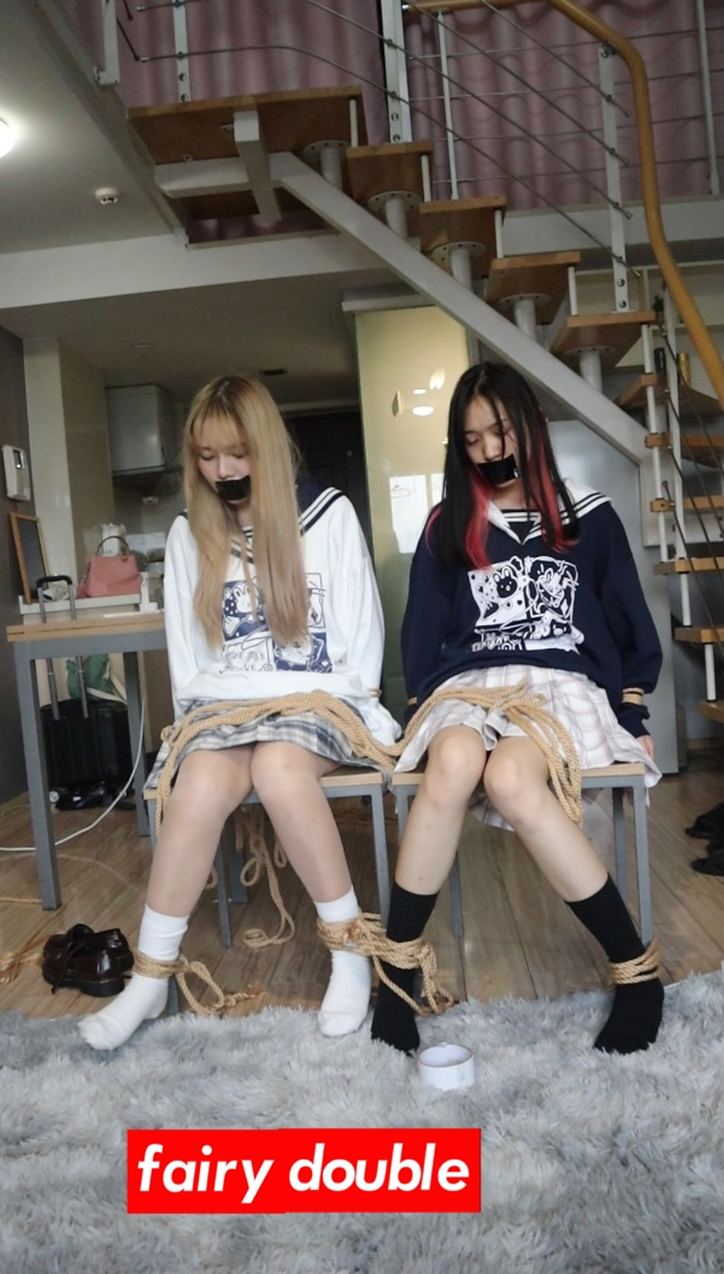 【荷仙double】颜值控美少女双人捆绑封嘴，黑白棉袜，安诺安蕊的无助挣扎，被tk绑在床上和绑在椅子上电动牙刷等欺负ps（首次纯双人颜值出镜）漂亮是最主要的呀 此作品也可用于兑换约绑攻略(#`O′)超级可爱的两个小女孩被捆着要等待解救！<br>剧情简介，接上两部 安诺带安蕊上楼要看个好东西，走到楼上<br>就被双双绑起来了，白棉袜和黑棉袜绑在一起啦，被tk的时候都在挣扎<br>然后被戴上眼罩体验黑暗的赶脚！！！！<br>第二回又被扔到了椅子上，双双被绑起来，这次是真的动不了了<br>但还是要拼命的挣扎才可以！！<br>然后电动牙刷疯狂的在两双可爱的黑白棉袜小脚上转动，<br>听到少女的呜呜呜声，有没有心动呢<br>具体的说不出来太多，请喜欢的支持，自己看，有意见的可以写在妖狐留言板上，以后还会根据大家的意见改进的<br>讨厌盗版，喜欢支持我们的伙伴们 真的放百度网盘是为了方便支持我们的伙伴下载，而不是留给盗版牟利的<br>损害我们辛苦的创作<br>感谢<br>解压码HXSN  下载完后改后缀为mp4就可以了<br><span style='color:#b0b0b0;'>[隐藏文字，购买后可见]</span>