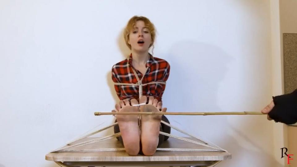 Роlinа's Рrеdicаmеnt All dialogs in this clip are in English<br><br>The clip contains 3 parts:<br>First part - Polina walks on the staircase and makes her feet dirty.<br>Second part - Polina is tied on the table and I hit her feet with different devices.<br>Third part - Polina is ball gagged and we play a bastinado game.<br><br>The script:<br>Polina is bound, the upper chest arms and elbows tied as close together as possible, wrists tied. Then Polina’s knees and ankles to be tied. Ankles and thighs tied to the table. This done off camera. Her toes tied very tightly, the attach her toes to her knees. Pulling them back to open up her soles. Then her pinky toes tied to the sides of the table. her to spread her toes and make it even harder to resist the foot . Finally ending with the large ball gag. <br><br>Bastinado game rules (from the third part)<br>The first roll of one dice chooses the device:<br>1 - flogger<br>2 - paddle<br>3 - bamboo stick<br>4 - rubber cord<br>5 - belt<br>6 - she chooses the device<br><br>The second roll of a pair of dice chooses the number of hits: from 2 to 12 hits<br><br><span style='color:#b0b0b0;'>[隐藏文字，购买后可见]</span>
