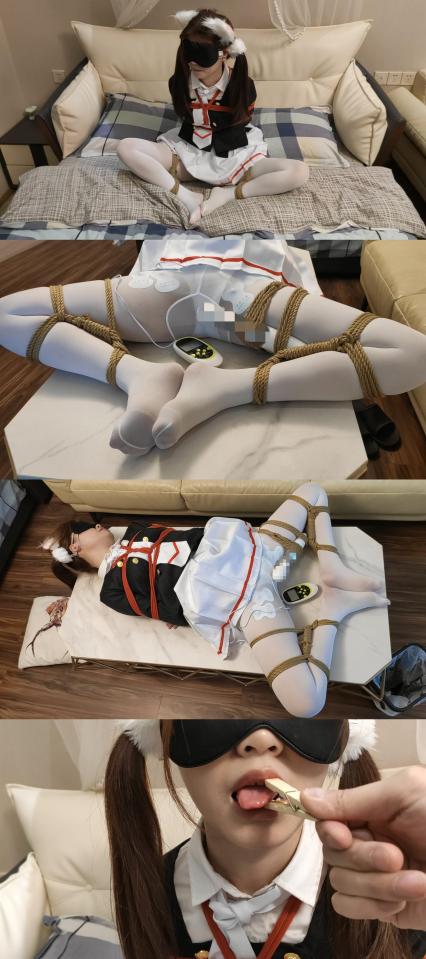 -《萝莉遇险记》-第三集-柯柯被日式紧缚+躺着蟹缚折腿缚+电击贴+超大棒棒刺激裆下+胶布封嘴+再被尝试夹子夹舌头+反复用棒棒折磨+反复多次刺激GC，消停一会又上来了感觉直到把棒棒玩没电  
