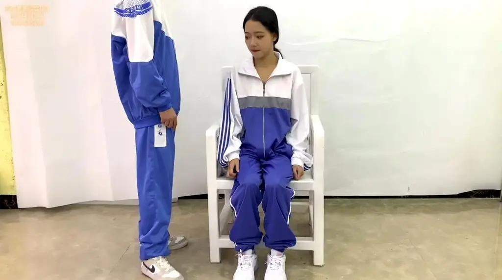 （xiao素素）：a21素素学生服被大字捆绑，双脚离地。  