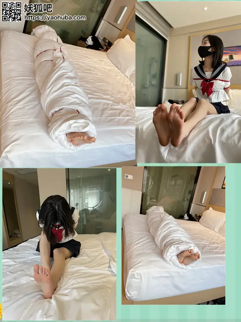 【咕咕精】白幼瘦jk萝莉的紧缚+棉被全包闷绝TK体验（紧缚实验+TK+棉被全包，全长一小时+） 有看官老爷说想看多重紧缚 棉被全包闷绝体验，特意找了个白幼瘦小萝莉来体验~<br>小萝莉的小脚丫特别白嫩，身材也白幼瘦特别可爱~<br>首先把小萝莉上半身日式捆绑，脚腕并拢捆绑之后TK挠脚心，之后来了个脱缚实验，解开也没用，我还会绑回去~<br>玩够了让少女在被绳子紧缚的状态下平躺，用棉被闷绝包裹，同样用绳子加固棉被，只能露出白嫩的小脚丫任人玩弄~<br>可怜的小萝莉被全包在厚厚的棉被中，多重紧缚、呼吸困难之余还要忍受残忍的tk，全身只有一双白白嫩嫩的敏感小脚暴露在空气中，接受着残忍的挠脚心折磨..<br><br>绝对精品，都在图里了，大家自行欣赏。<br>定拍QQ3135427957