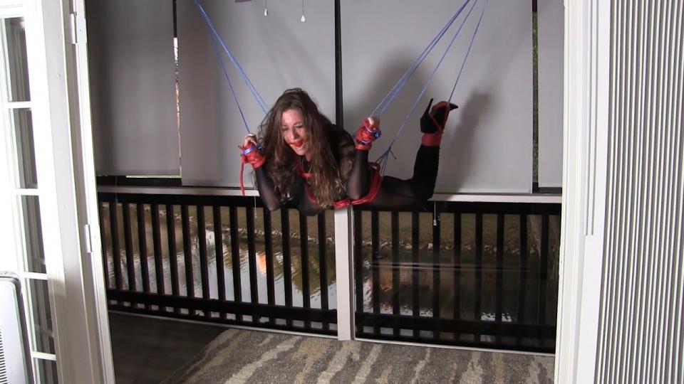 Fayth Becomes a Marionette I've always wanted a marionette puppet as I try to make one with the hammock but realize it wont work and my dear friend Knotty Guy offers to make me into one. We transition to a body harness, then add small twine that he insists will work to finish the process of making me into a puppet. I show hesitation on trusting the rope but he has not dropped me yet, so what the heck. I test the ropes and pull my legs up happily. I cant believe I am now marionette and its time to play. This task is much harder than I anticipated as I try to test every movement I possibly can do including flips as i do get stuck upside down but soon put my muscles to the test and flip over. My black sheer catsuit and my lace thigh high boots and  red ballgag are what all marionettes should wear, right? I breath heavy as I keep pulling my personal puppet strings as I challenge myself to 1 more flip as I think my 1st round of marionette training was a huge success.<br><span style='color:#b0b0b0;'>[隐藏文字，购买后可见]</span>