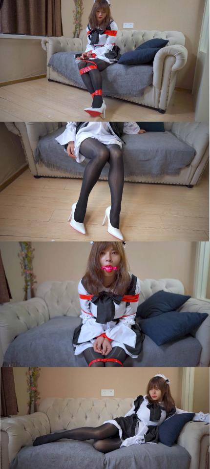 【4K映像】女仆装与黑丝袜，洋娃娃与红胶带【唯美风】纯粹欣赏奈奈精致的五官 可以定制视频