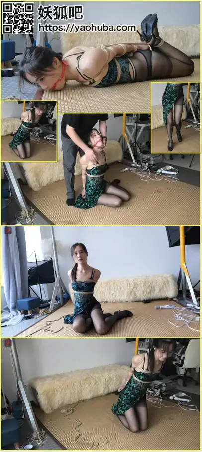 绑啊绑，绑了一个又骚又软俏女郎——阿娇、菲菲双人TJ之黑丝俏女郎的独角戏：黑丝美腿、12CM细跟凉高，半透情趣小旗袍，直臂驷马、TK。 Adult performers Jiao and Feifei present black-stocking legs, thin high heels, a semi-sheer qipao, straight-arm horse-style bondage, and tickling.