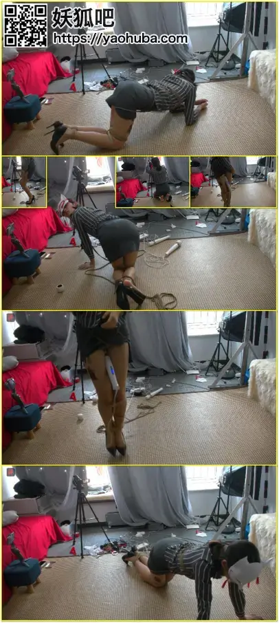小城OL的居家自缚系列，瑾瑜超高跟、条纹衫自缚游戏上集：寂寞空房里的另类情欲，自缚，学狗爬，美腿翘臀扭个不停，自恋与自嗨 Adult office lady Jinyu presents high-heel and striped-shirt self-bondage, dog crawling, and self-play in an empty home.