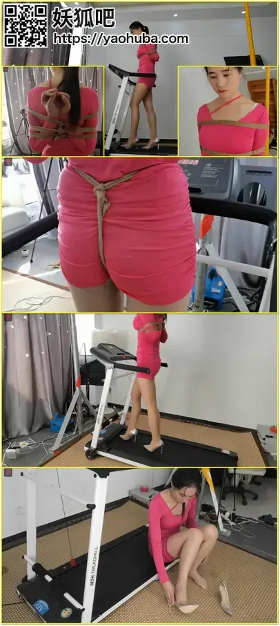 菲菲，绳模专属健身方式第二部：听说肉丝配透明高跟捆绑健身效果会更好（小1码号透明高跟鞋，穿了肉丝才能硬挤进去，菲菲的小脚很受罪啊） An adult rope model trains in flesh-colored stockings and undersized clear heels, with painful bondage and foot-focused fitness play.