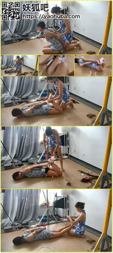 瑾瑜虐菲菲第三拍上集：旗袍双姝的TJ游戏，欧式驷马、股绳固定棒、鞭打、SP、TK，花样虐足，双向小学妹瑾瑜的手艺越来越好了  
