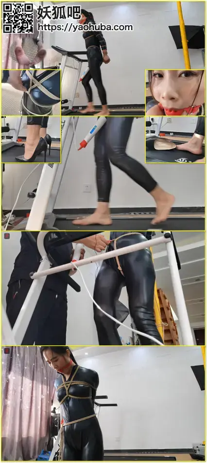 菲菲，绳模的科学建设方式第三拍第三集，黑胶衣直臂捆绑，口球口水，股绳固定棒极限运动，高跟虐足、羞辱亵玩 An adult rope-model feature with black latex, straight-arm bondage, ball gagging, saliva play, crotch rope, fixed-toy stimulation, high-heel foot abuse, and humiliation.