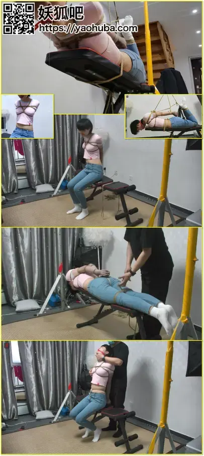 新人速递！掰弯了一个野生小S，长腿女孩唐婉试镜第一集：白袜牛仔长腿小蛮腰，极限半吊驷马，口水收集，管她S还是M，掰弯试试！ An adult S-mistress audition featuring white socks, jeans, long legs, a narrow waist, extreme half-suspension hogtie, saliva collection, and submission testing.