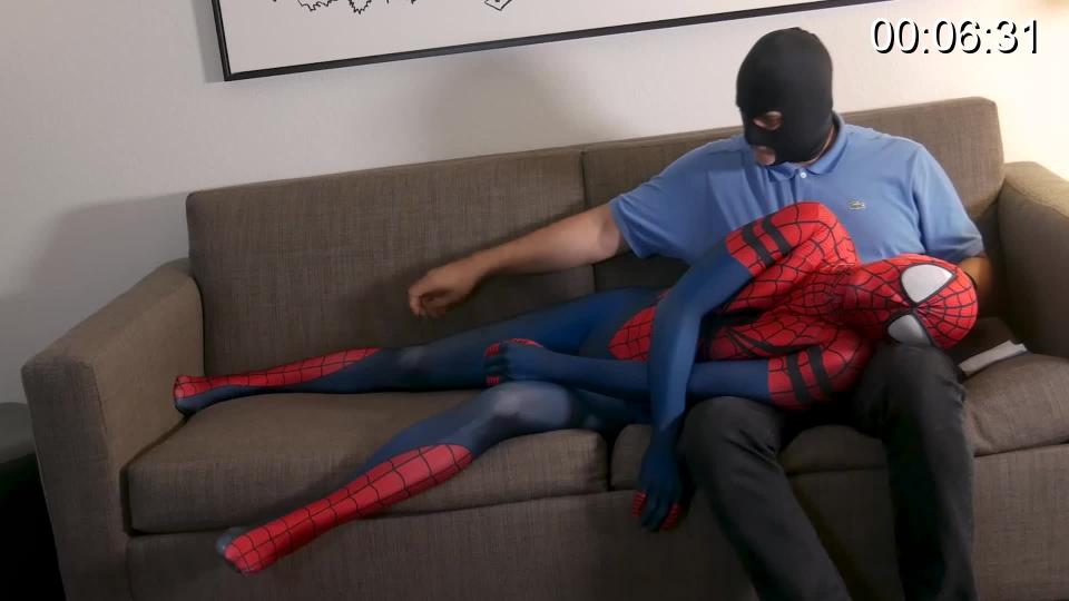 Spider-Girl in Sleeping With The Enemy! A frisky Spider-Girl enters Trickster’s lair ready to take him in but as usual the fiend is ready for her. He tries to zap her but she’s too quick. Unfortunately, she isn’t that quick as she gets taken out by some chloroform that Trickster always has handy. Trickster has a plan to turn our do-gooder into a villain by hypnotizing her. He implants some words in her head that will make her do his bidding. But first he wants to have some fun by knocking her out repeatidly. Oh, and he also wants to unmask her. Will he succeed in both or will Spider-Girl be triumphant. As with a previous video, our Spider-Girl identity will remain a secret, but one hint is that she’s done one other video with us and became a huge fan favorite.<br><br>Video contains multiple chloroform KOs, multiple blackjack KOs, hypnotism, unmasking, butt spankings, limp play, cradle carry, and an over-the-shoulder carry.<br><br>Runtime: 45 minutes<br><span style='color:#b0b0b0;'>[隐藏文字，购买后可见]</span>