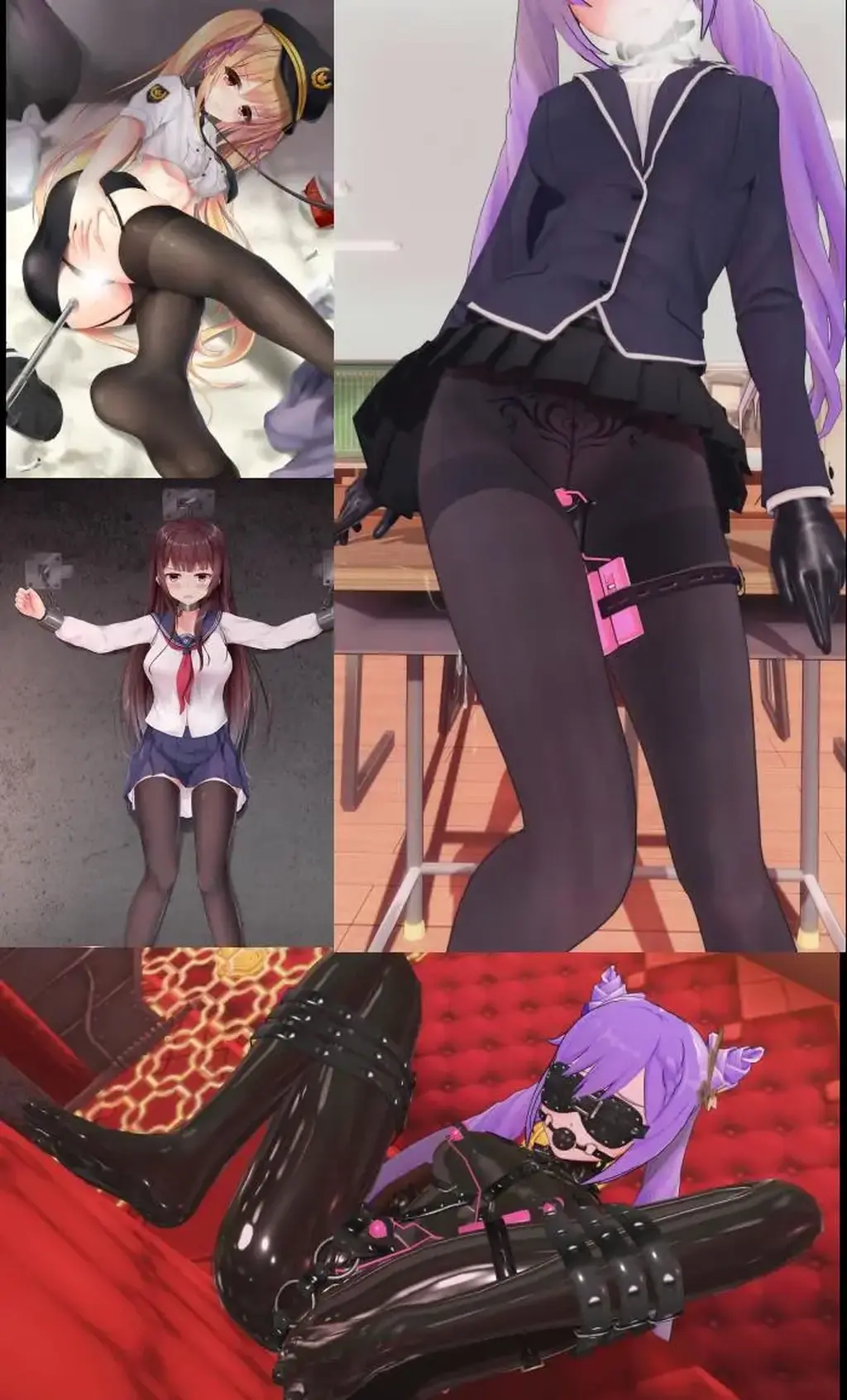  [Pantyhose,Sailor suit,Cop costume,latex bodysuit,Blindfolded,Pocket Vibrator,Belt,Electric shock]