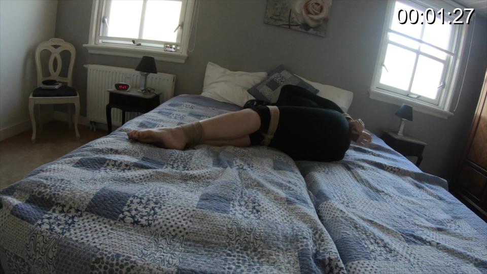 Hooded, Tied and Barefoot Dressed in semi-sheer black rollneck sweater, tight leggings and a PVC hood, I'm tied and ballgagged all for you. As I struggle and writhe on my bed, you can't help focusing on my bare, highly arched, long-toed, wrinkle soled, dancer's feet. Especially since my big toes are tied together especially for you. I love to be tied up as much as you enjoy watching me struggle. We're a perfect match<br><br>Ariel Anderssen<br><br><span style='color:#b0b0b0;'>[隐藏文字，购买后可见]</span>