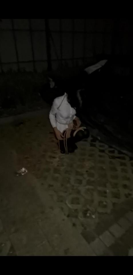 高跟外出自缚 第一次尝试一下户外自缚，提前把钥匙放在了远处，带着尾巴跟口球，穿上12cm的高跟鞋，绑一个直臂，把锁挂在了膝盖位置，地面本来就不好走路，还穿了高跟鞋，然后又把大腿给绑了，一步只能走一点，特别的艰难，由于是第一次录户外的自缚，特别的慌张，走的很急，导致中间摔了两次，这次找了个小伙伴帮忙拍，两个人还是特别害怕，不过算是一个挺好的开始，下次就有经验了，因为录得太急了时长有点短，就挂便宜点了<span style='color:#b0b0b0;'>[隐藏文字，购买后可见]</span>