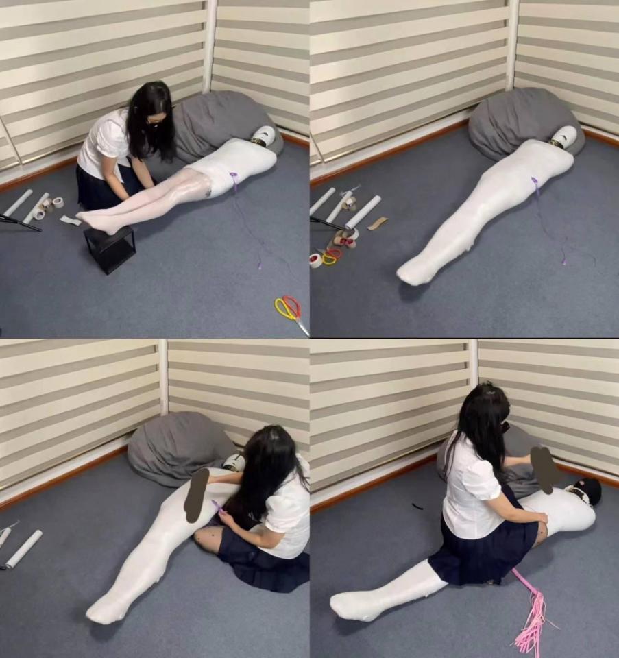 主人的首次亲自调教！超紧全包木乃伊下的无助疯狂折磨 主人的如约而至，让小伪娘无比的激动。本以为第一次应该主人会下手轻点，没想到一上来就是王炸。全身安排上小玩具后，主人熟练且迅速的用保鲜膜将小伪娘紧紧一层层包裹起来，再细心的用胶带一层一层的包起来，除了呼吸管不留一寸地方。直到小伪娘变成一条只能微微摆动的虫，就像一件物品。任人摆布。主人却是不紧不慢的玩弄着小伪娘，让小伪娘在不断的GC和无助中来回跳动。由于主人裹的实在是太紧，小伪娘拼命的挣扎在主人看来也只是微微的蠕动......