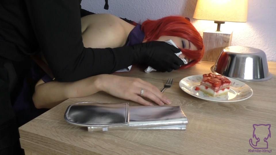 Erza's Story of Cakes and Ropes Original Damsel: Erza Scarlet<br><br>The model is over 21. Dont post or upload our video some where else or we´ll go for legal consequences!<br><br>We see Erza sitting at home ready to enjoy a delicious piece of strawberry cake... When she realized that she forgot a fork! And when she returned, the cake got stolen!!! And thats not the worst thing that will happen today...<br><br>Video includes: Tapegag, brown plastergag, chloroform, sock stuffgag, layredgag, scarfgag, over the nosegag, over the mouthgag, bodybag, tape bound, heavy bound, belt bound, leather hood, collar, pantys, struggling, moaning, gag talk <br><br>Video Length: 27:31 Minutes