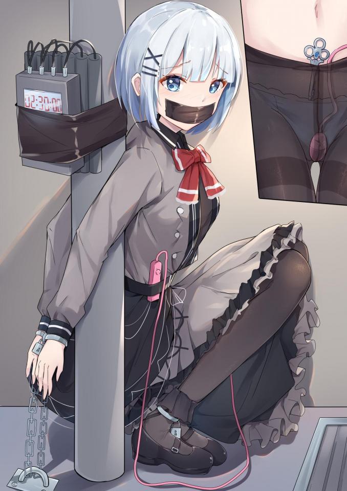5332 [Gag,Japanese Female,Handcuff,Japanese Anime,Anklet,tape bondage,Chained up,Pocket Vibrator,Dungeon]