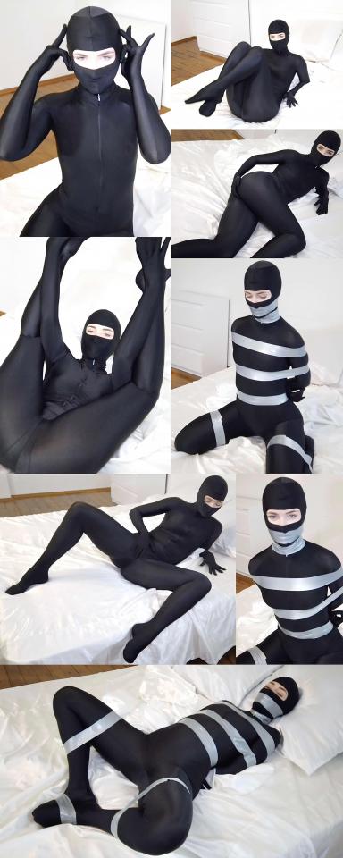 [W’sH]——Mary——忍者zentai——自摸自嗨+胶带捆绑挣扎呻吟 小忍者玛丽效忠于邪恶组织。<br>今天没有任务，她决定在卧室里偷偷穿着她的忍者服发骚。<br>骚着骚着恋物瘾上了头，没忍住开始自摸了起来。<br>她隔着zentai搓着小比比，不一会就赛高了。<br>然而组织检测到了她的浪荡行为。<br>为了惩罚玛丽，组织施法用胶带把玛丽捆了个严严实实。<br>玛丽在床上挣扎了起来，然而挣扎了一会，却又爽的呻吟了起来……<br>（不得不感慨一下，玛丽的眼睛真的好漂亮啊，尤其是在忍者头套开眼加持下，真的是勾人心魂的一双眼睛！）<br><br><br><br><br><br>注：<br>头像下面点点关注，可及时接收“wrapa’s house”新发布原创片的站内提醒，永远不迷路。<br><br>注：<br>W’sH 工作室<br>专注于zentai、紧身衣、spandex、丝滑光泽衣物、乳胶、睡袋、捆绑、锁链……等一系列恋物拍摄。<br>清一色欧美模特，高颜值，好身材。<br>单女、女女、三女应有尽有，各种玩法层出不穷。<br>拍摄手法极具艺术性，作品极具收藏价值。<br><br>注：<br>已取得W’sH工作室的代发授权，并已提交给管理员。<br><br>注：<br>价格我已协调W’sH，给中国的粉丝们争取了能够接受的价格。<br>若是还觉得贵，请自行参考C4S上的价格。<br><br>注：<br>不接受定拍。<br>可私信提出建议，我会帮助转达。