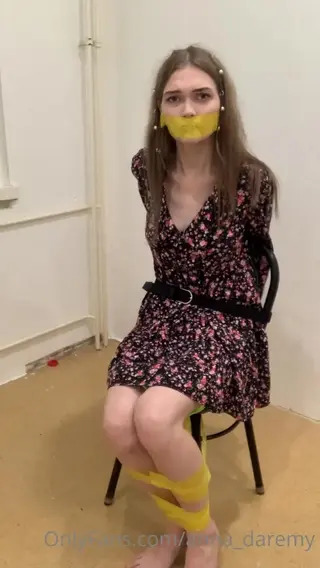 Anna Chair Tied She enjoys being in captivity. She's pushing his limits. likes to be helpless