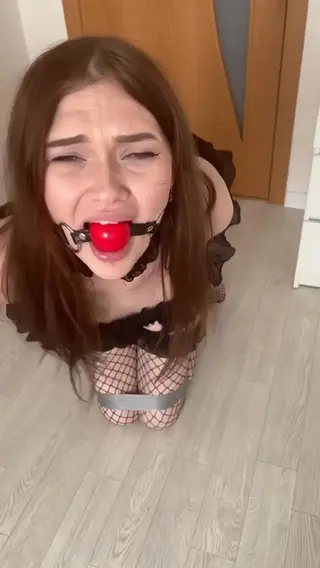Russian Girl in  Ballgagged 3 She enjoys being in captivity. She's pushing his limits. likes to be helpless