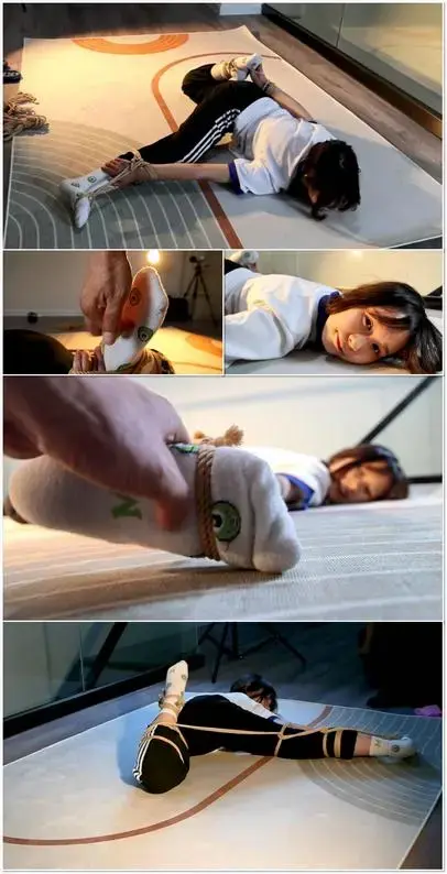 佳乐，少女、瑜伽与绳之猫爪式，难受的捆绑，可爱的女孩、有点脏的小白袜  