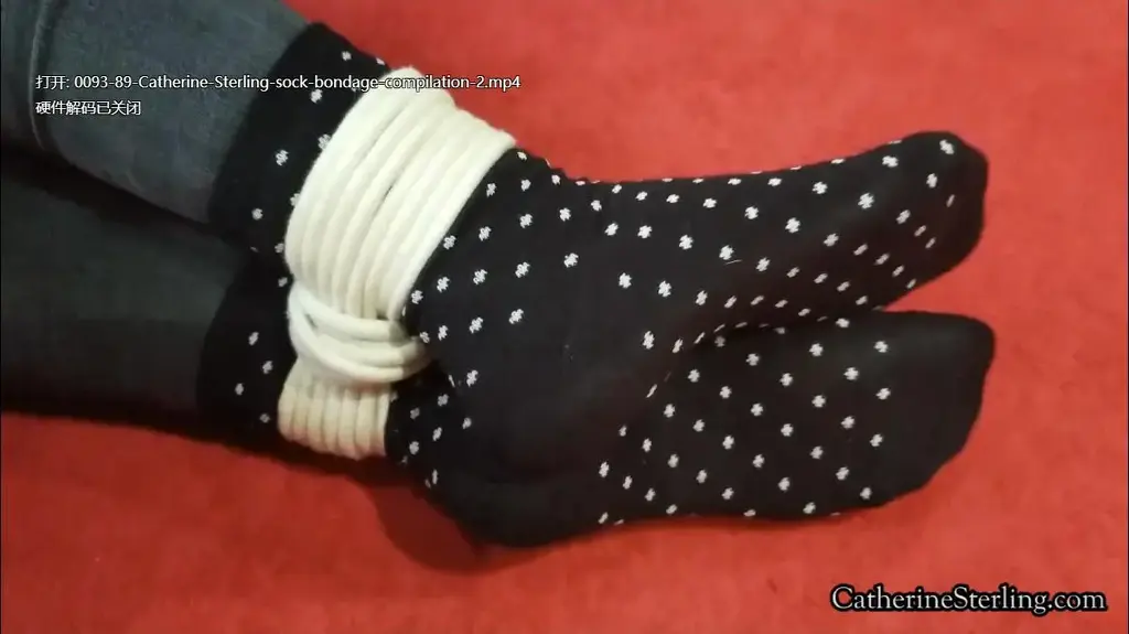 Sock Bondage Close Up Compilation #2 As the day goes by I find myself yearning for bondage. It doesn’t take long before I find myself reaching for rope! Sometimes I’m fresh out of bed or the shower, sometimes I’m dressed and going about my business… and I just HAVE to slip out of my sneakers and tie up my feet! You loved the first installment of only sock bondage, so you asked and here it is, a second compilation simply of bound feet in socks for you  :-*  <br>Cute polkadot ankle socks on flirtatious petite girls feet wiggle their toes at you, teasing while bound at the ankles over their woolen fabric. Toes cross over one another as if the feet are shy, stared at by you the foot voyeur. Pulled up over skinny denim jeans, tied up legs are inspected from every point of view. Tied up twine toes are an extra special sock bondage touch over ribbed knitwear. Next wool slouch socks are pulled up over pantyhose clad calves, thick wooly fabric muffling hot feet as they struggle in jute rope tied so tightly around ankles. This bound leg predicament allows only socked soles to struggle, testing their bondage limitations as the left and right foot waves back and forth, tethered together. Sliding my hands over my socks I tease my fingers through my foot gap, taunting and enticing, playing with my sneakers as I press my hot feet inside their trainer encasement.