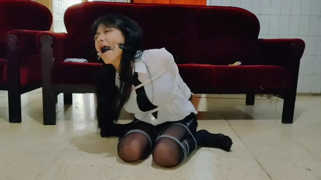 两个OL秘书被绑成青蛙姿势，嘴里含着球。 双色丝袜+短款乳胶裙+透明衬衫。 当一个绑架者来拘留她时，维拉正在家里放松。 绑匪将维拉绑成青蛙姿势，并用球塞住了她的嘴。 过了一段时间，莉亚来了，看到维拉被绑起来，她很震惊。 他想帮忙，但突然绑匪给他下了药。 利亚然后被绑在与维拉相同的位置。 他们都挣扎着挣脱，他们能逃脱吗？