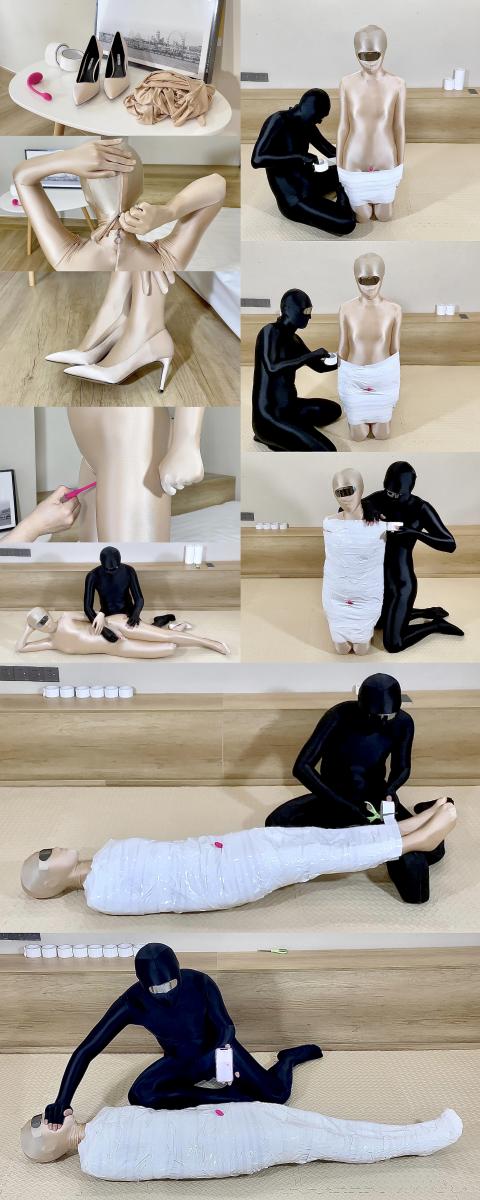 [爱丝袜の凌风姐姐]——胶带の木乃伊——(金色zentai+白色胶带木乃伊)+(强力遥控跳D+首次跳D入体)+(强高折磨+捂嘴短ZX) 金秋时节，升级版木乃伊~~~<br>43分钟超长视频。<br><br><br>不知不觉，风儿凉了~~~<br>秋天，凉而干爽，是最适合穿zentai的季节。<br>凌风小姐吵着要穿金色的zentai，她说金色和秋天最搭配~~~<br>乍一看眼前的金色zentai小御姐，蹬着金色小高跟，别有一番性感味道。<br>必须好好玩弄一番这个小淫娃！！！<br>那就让我们拉开她zentai裆部的拉链，一颗强力遥控跳D，直接塞入体内。(这可是凌风首次跳D入体呦！)<br>然后再让用带胶的白色胶带，把她紧紧包成木乃伊。<br>启动遥控跳D，各种强度，各种节奏，狠狠的强高折磨她。<br>体内的强力跳D嗡嗡的震动着……凌风爽的一塌糊涂……无助的在地上扭动着……呻吟着……<br><br><br><br><br><br>PS：<br>服装：zentai(金色) 缎面高跟鞋(金色)<br>道具：SM胶带(带胶) 遥控跳D