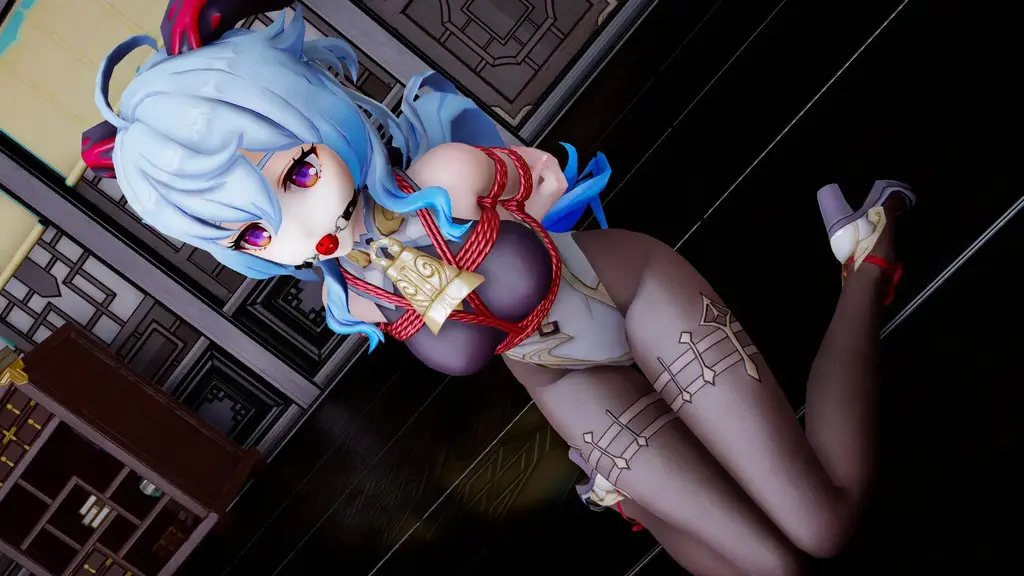 原创3D图 - 原神甘雨捆绑拘束 [Boxtie,swimsuit,Tortoise shell tie,3D CG,Crotch rope tie,Bound arms behind,Ganyu,Ball gagged]