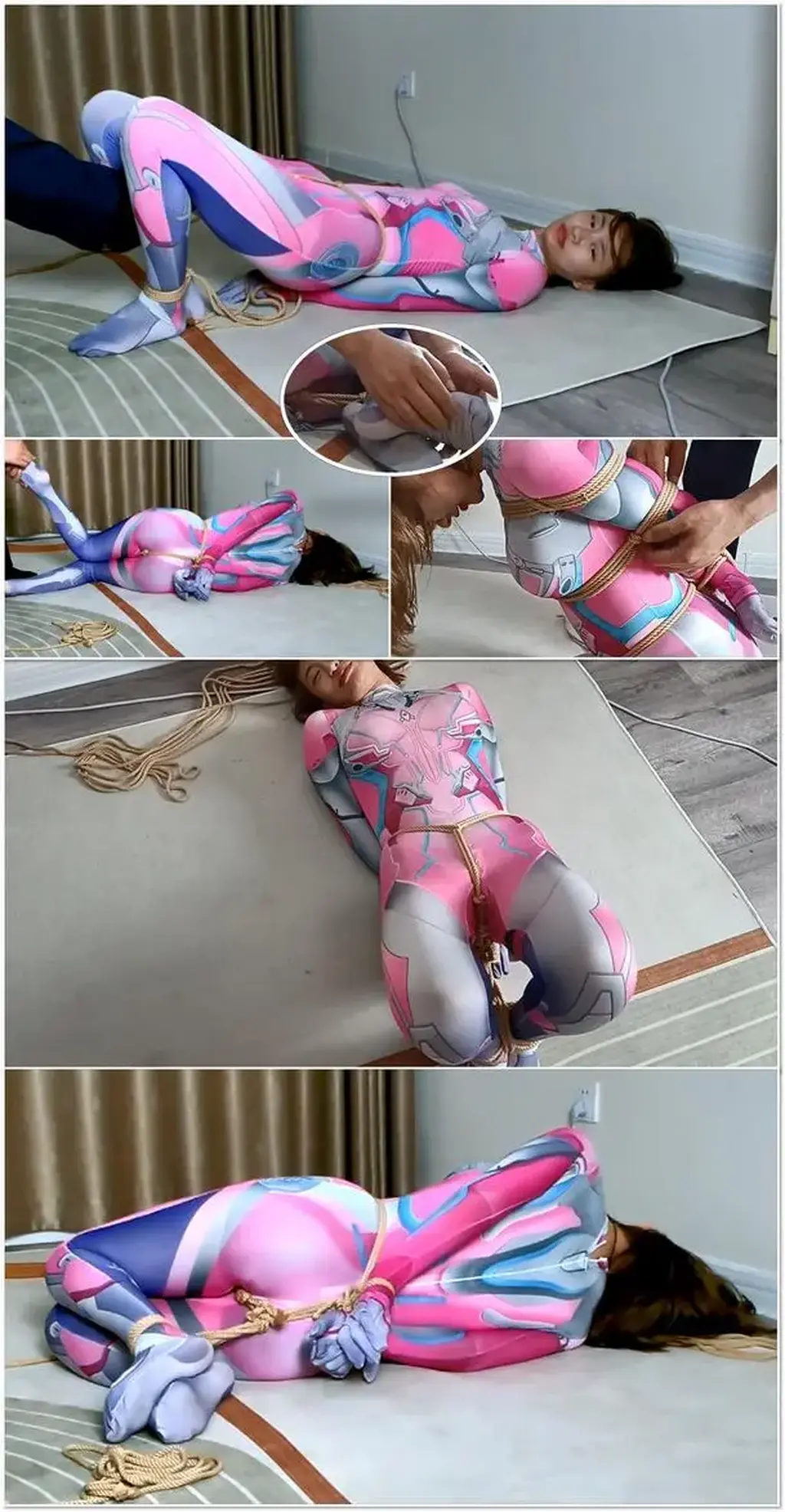 妞妞连体衣，火箭少女第三季，股绳驷马,TK挑逗、把玩胶衣美脚，羞羞的安抚与挑逗小游戏   
